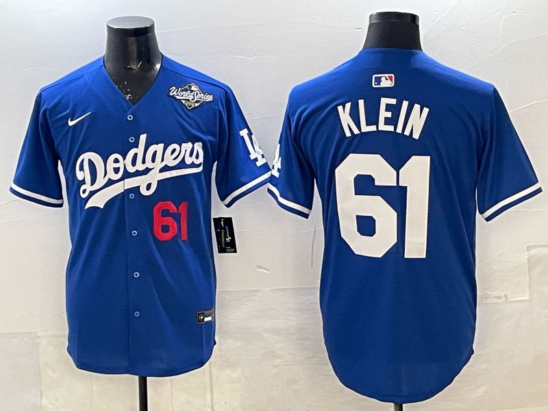 Men 2025 Nike Los Angeles Dodgers #61 Klein Blue Game MLB Jersey 014->los angeles dodgers->MLB Jersey